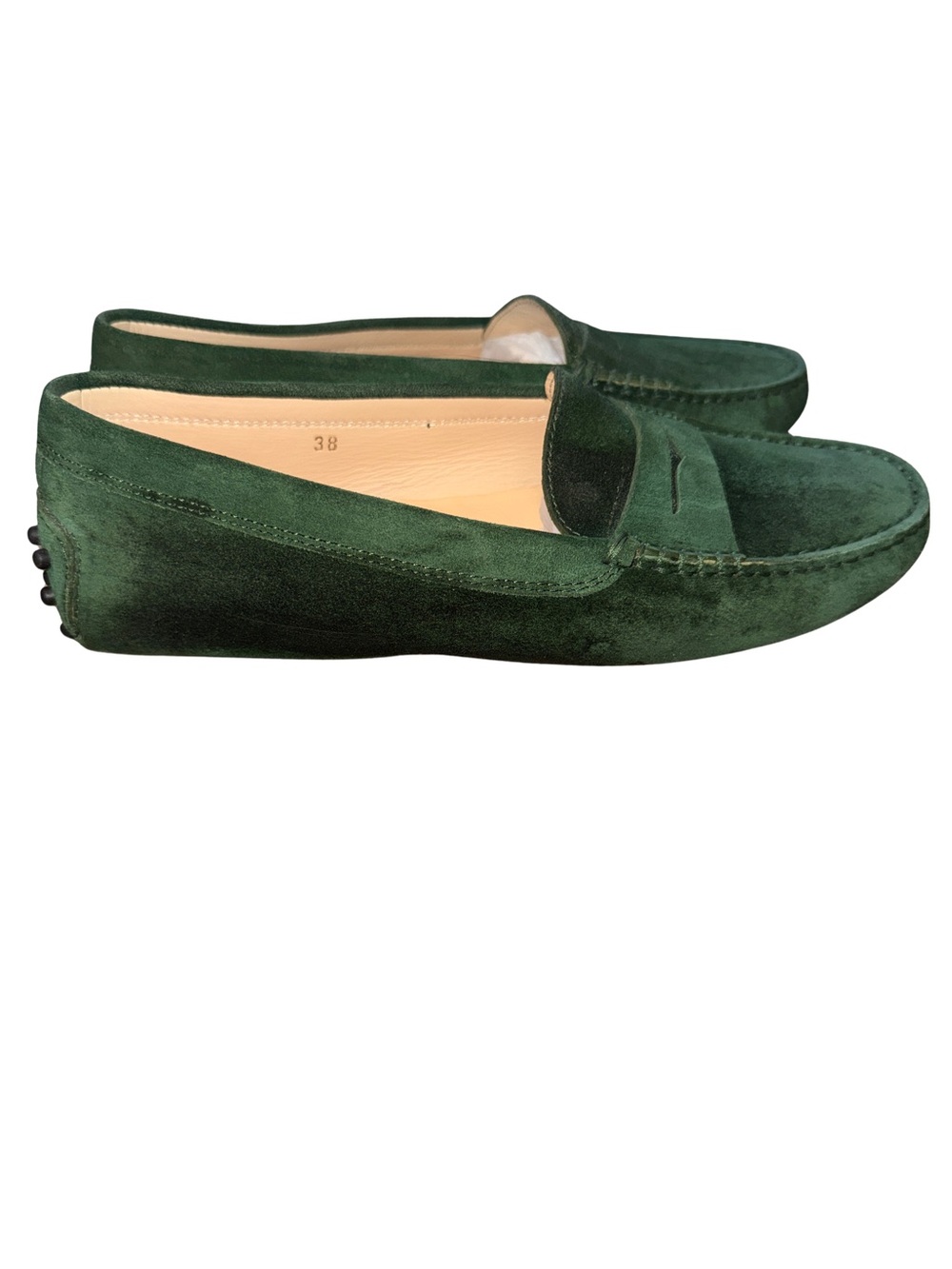 TOD’S Green Suede Comfy Driving Loafers 7.5 - Picture 7 of 16